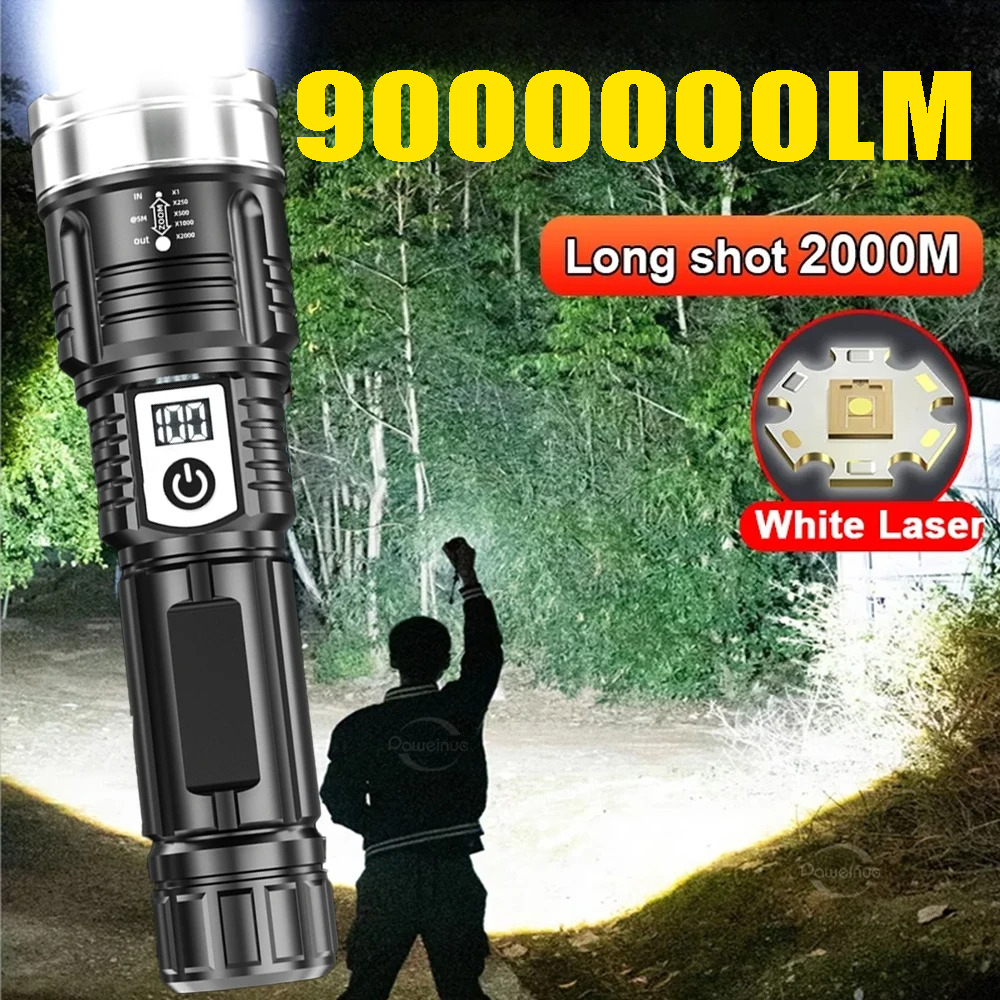Outdoor Lighting Battery Powered - High Power 200000LM LED Flashlight Built-in