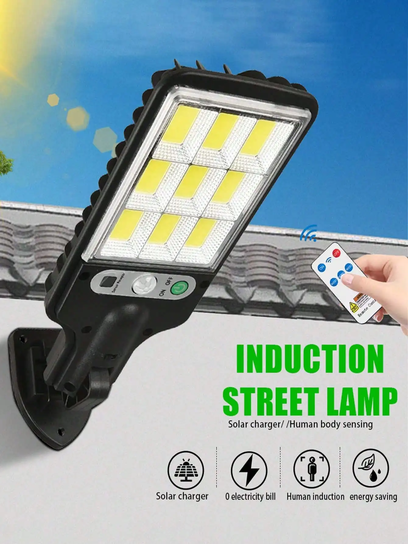 Outdoor Lighting Remote Control - 108 COB Solar Sensor Wall Light,