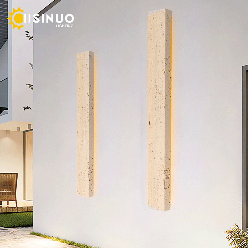 Outdoor Lighting Bronze - Outdoor Long Wall Light Natural Stone