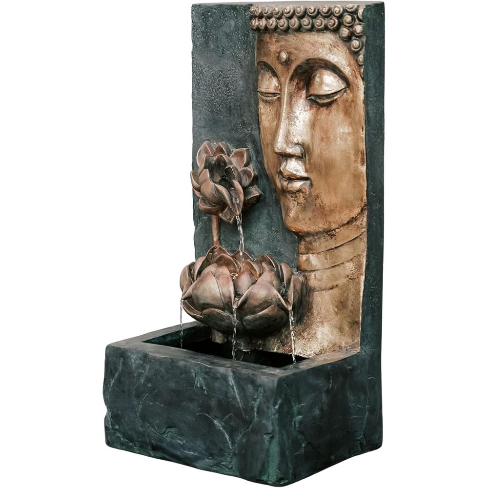 Outdoor Lighting Bronze - 30 Zen Buddha Water Fountain with