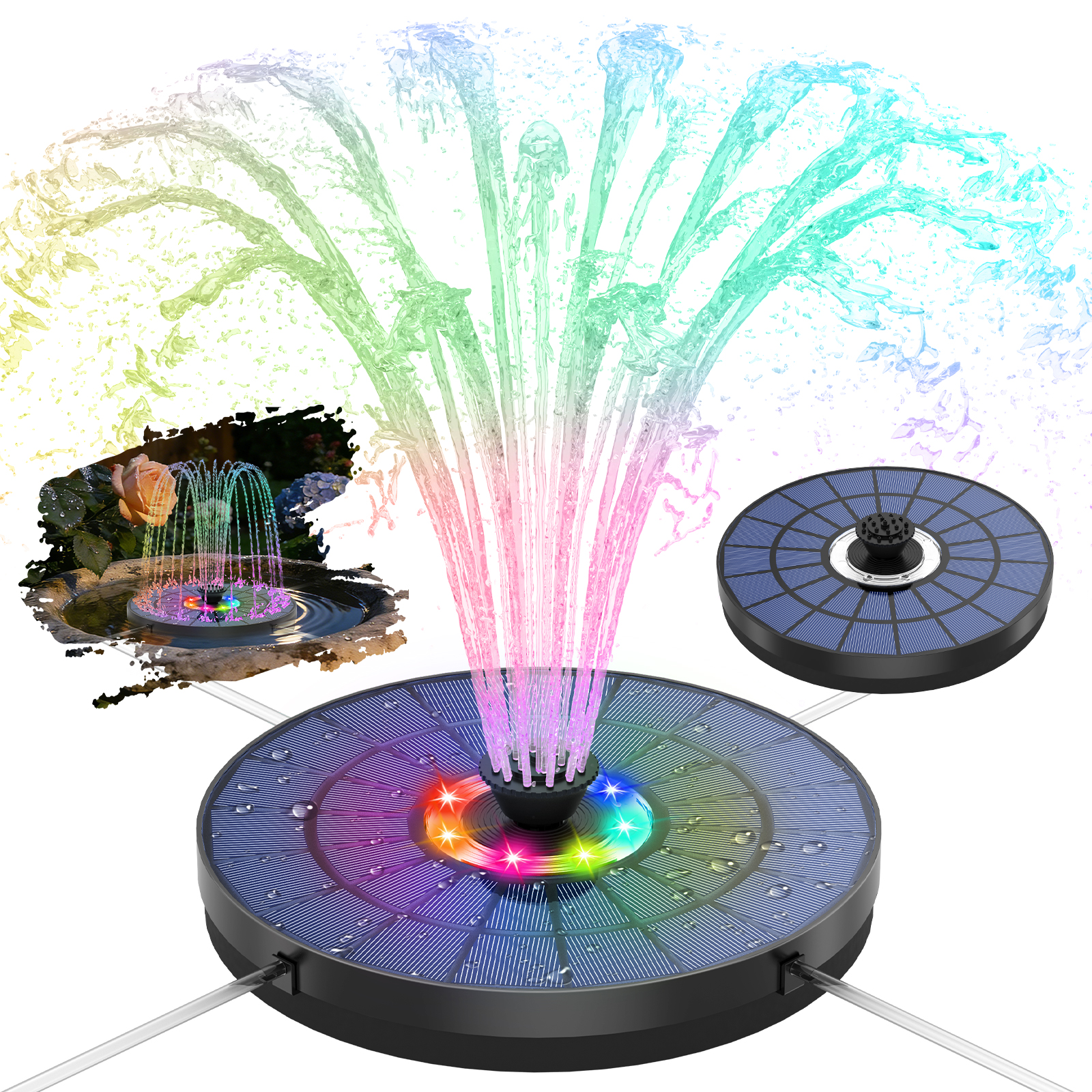 Outdoor Lighting Battery Powered - 5.5W solar powered fountain with light