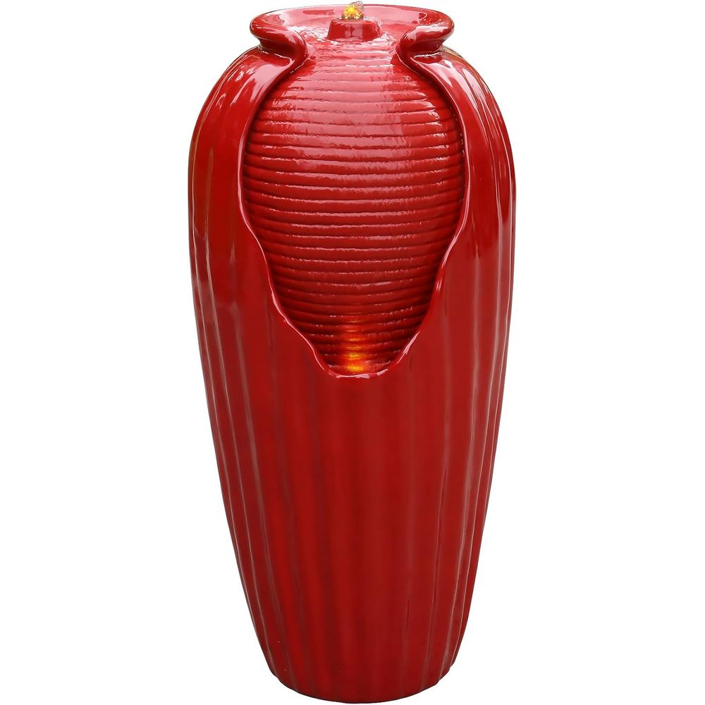 Outdoor Lighting Deck - Glazed Vase loor reestanding Water ountain