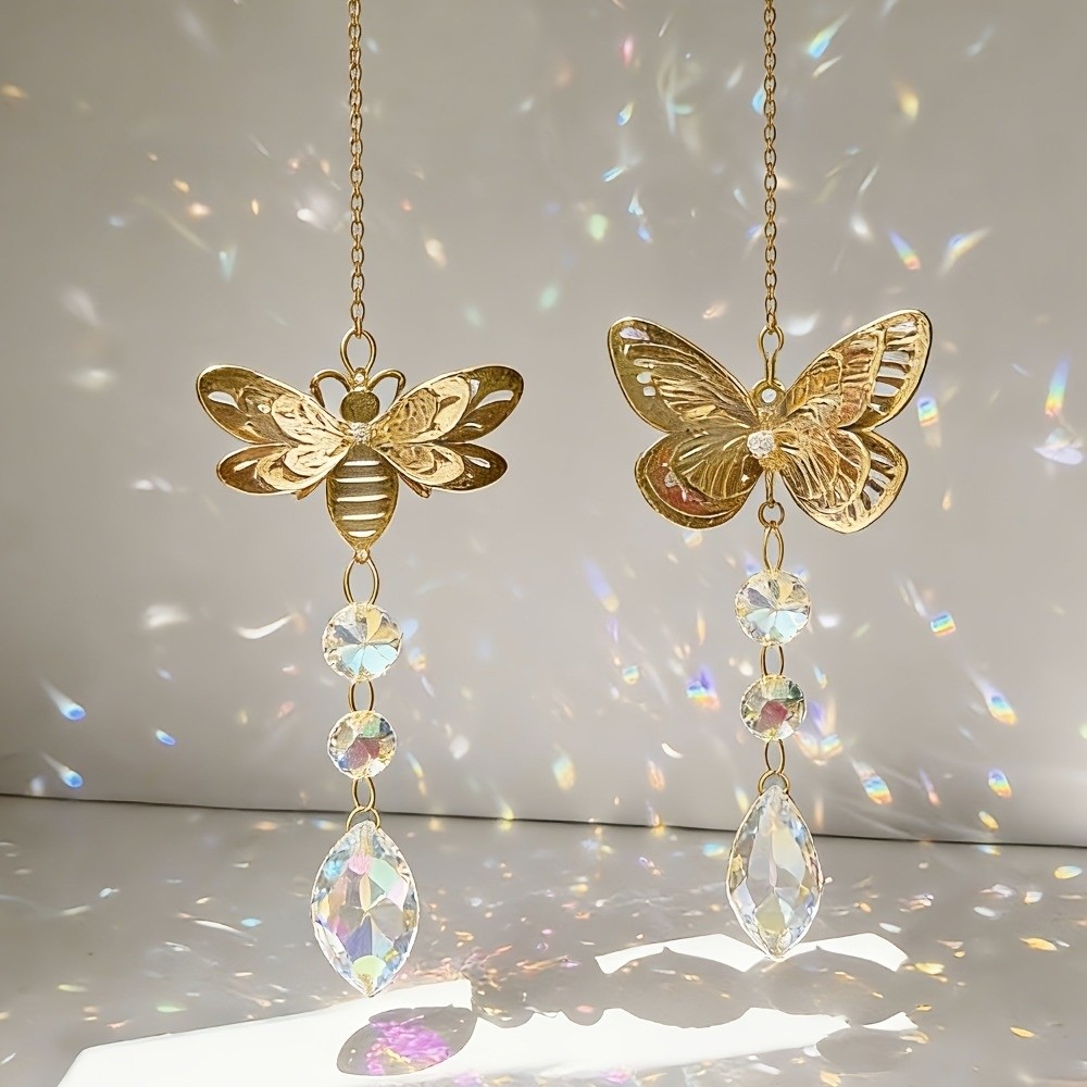 Outdoor Lighting Collections - Crafts Crystal Butterfly Wind Chimes Colorful