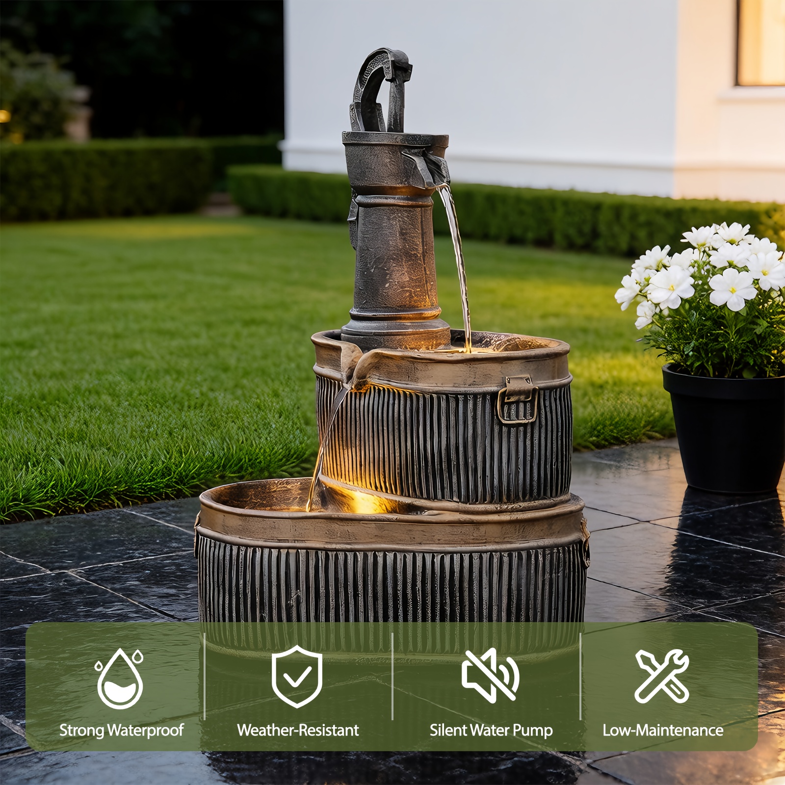 Outdoor Rustic 2-Tier Barrel W - Outdoor Lighting Bronze avis et prix