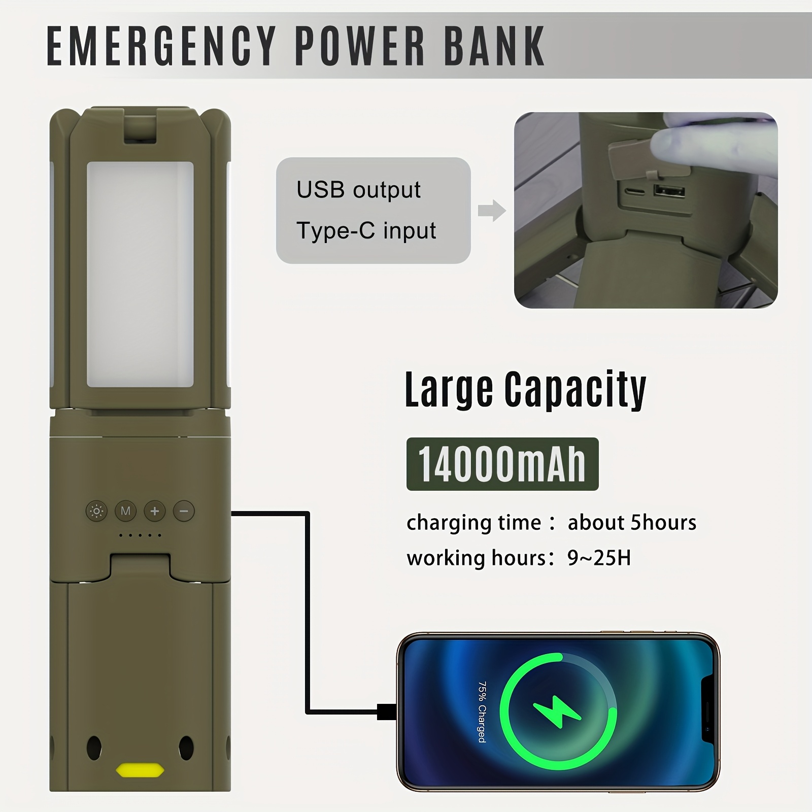 Camping Lantern, 14000mAh Rech - Outdoor Lighting Battery Powered avis et prix