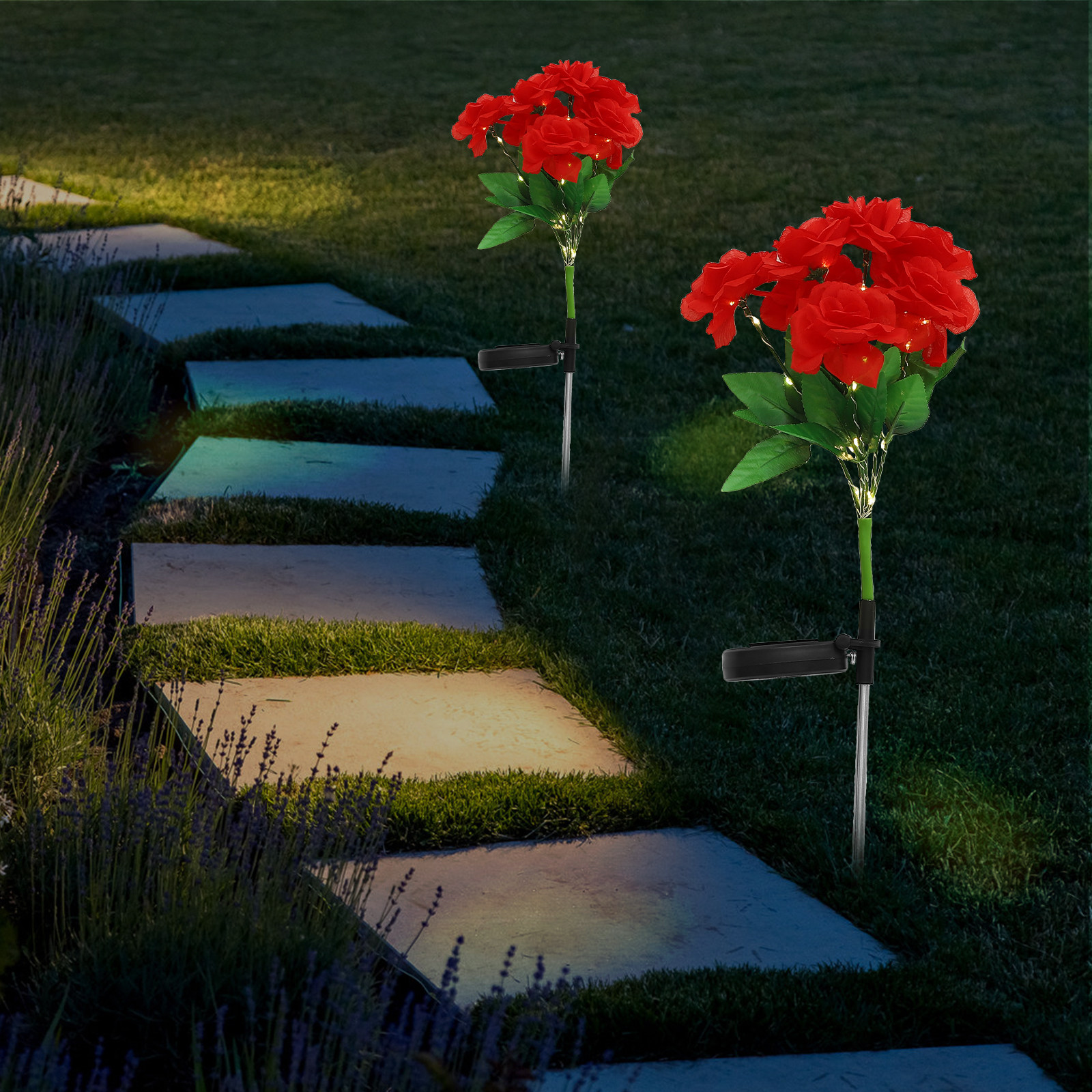 Solar Powered 7-Head Rose Flow - Outdoor Lighting Yard Stakes avis et prix