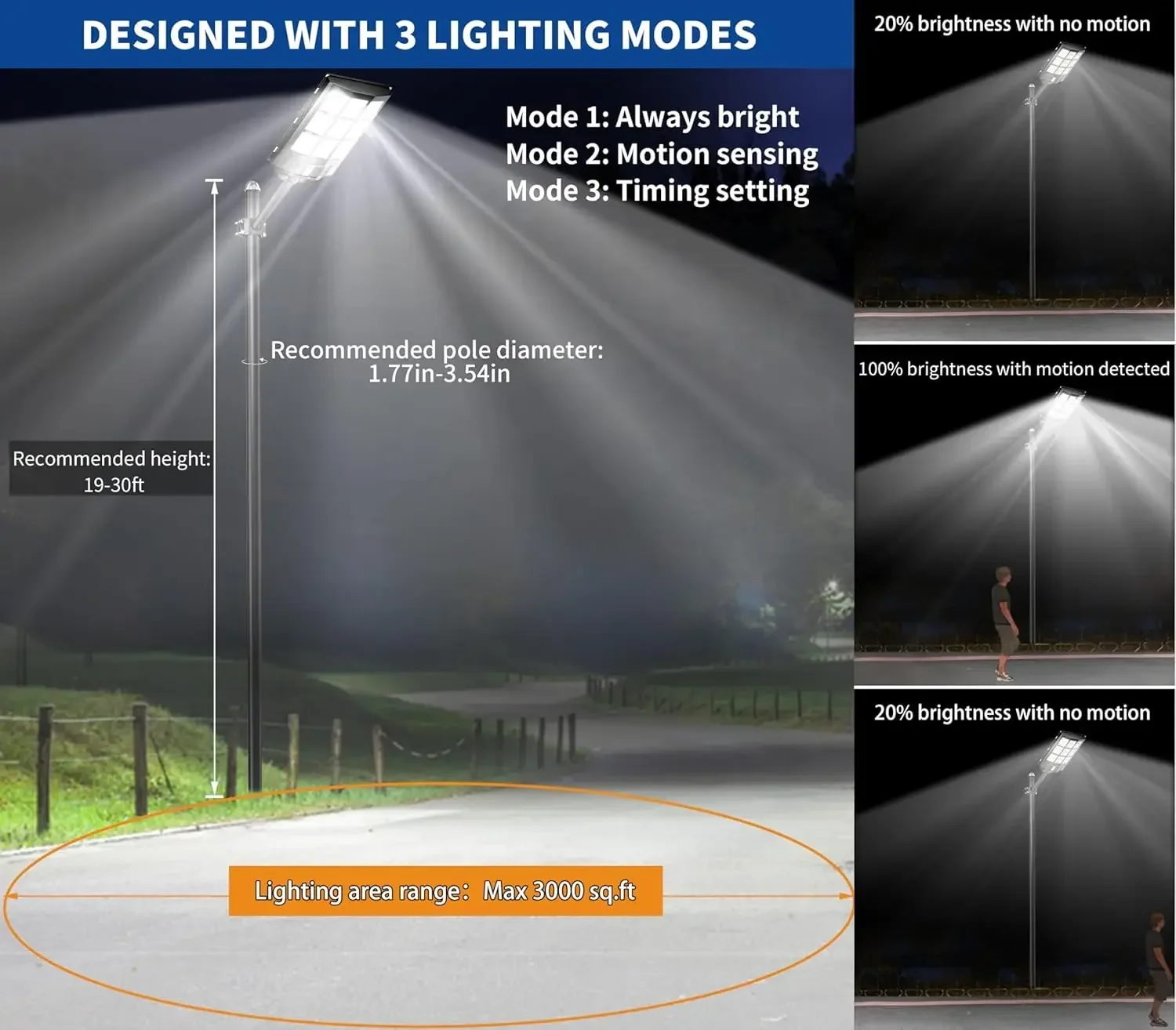 SL-3600W Solar Street Lights O - Outdoor Lighting Dusk To Dawn avis et prix