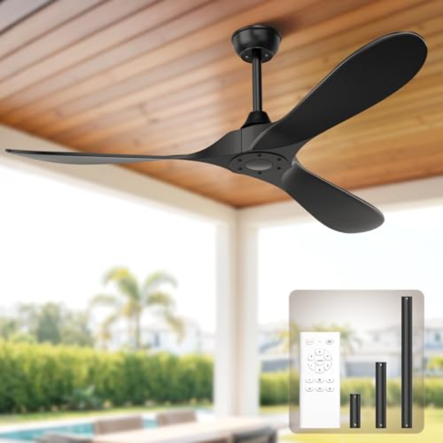 Black Outdoor Ceiling Fan, 52  - Outdoor Lighting Remote Control avis et prix