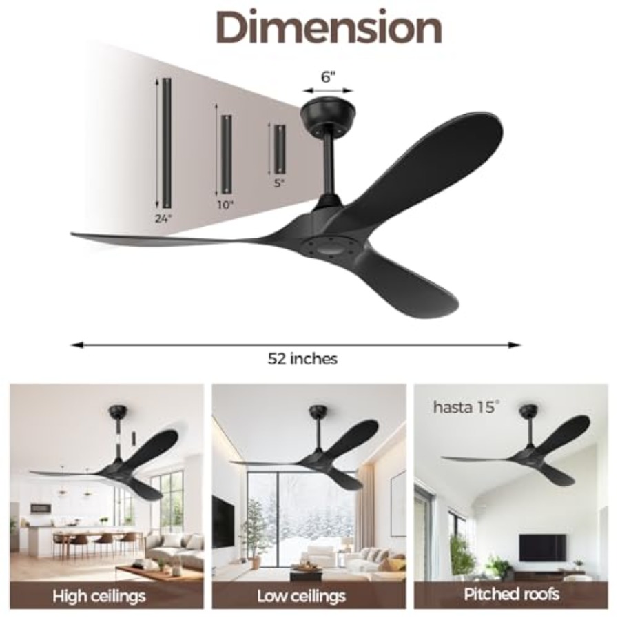 Black Outdoor Ceiling Fan, 52  - Outdoor Lighting Remote Control avis et prix