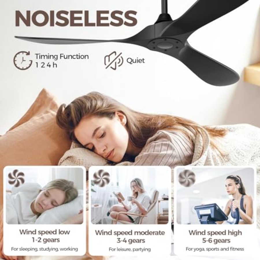 Black Outdoor Ceiling Fan, 52  - Outdoor Lighting Remote Control avis et prix