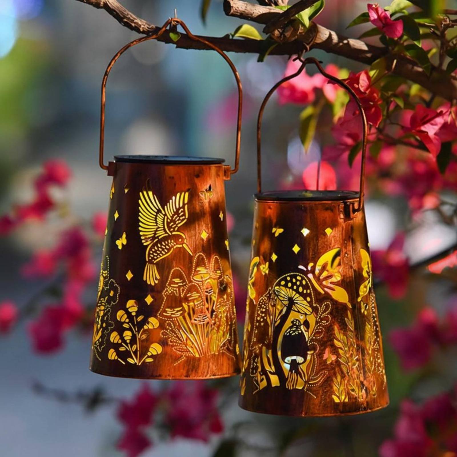 Floral Garden Lantern Pattern  - Outdoor Lighting Battery Powered avis et prix