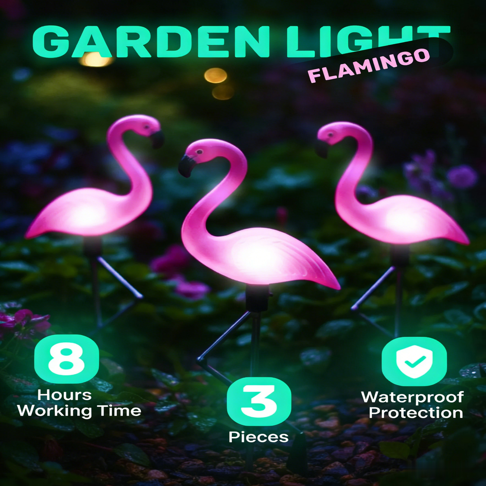 3Pcs Solar Powered Flamingo Gr - Outdoor Lighting Yard Stakes avis et prix