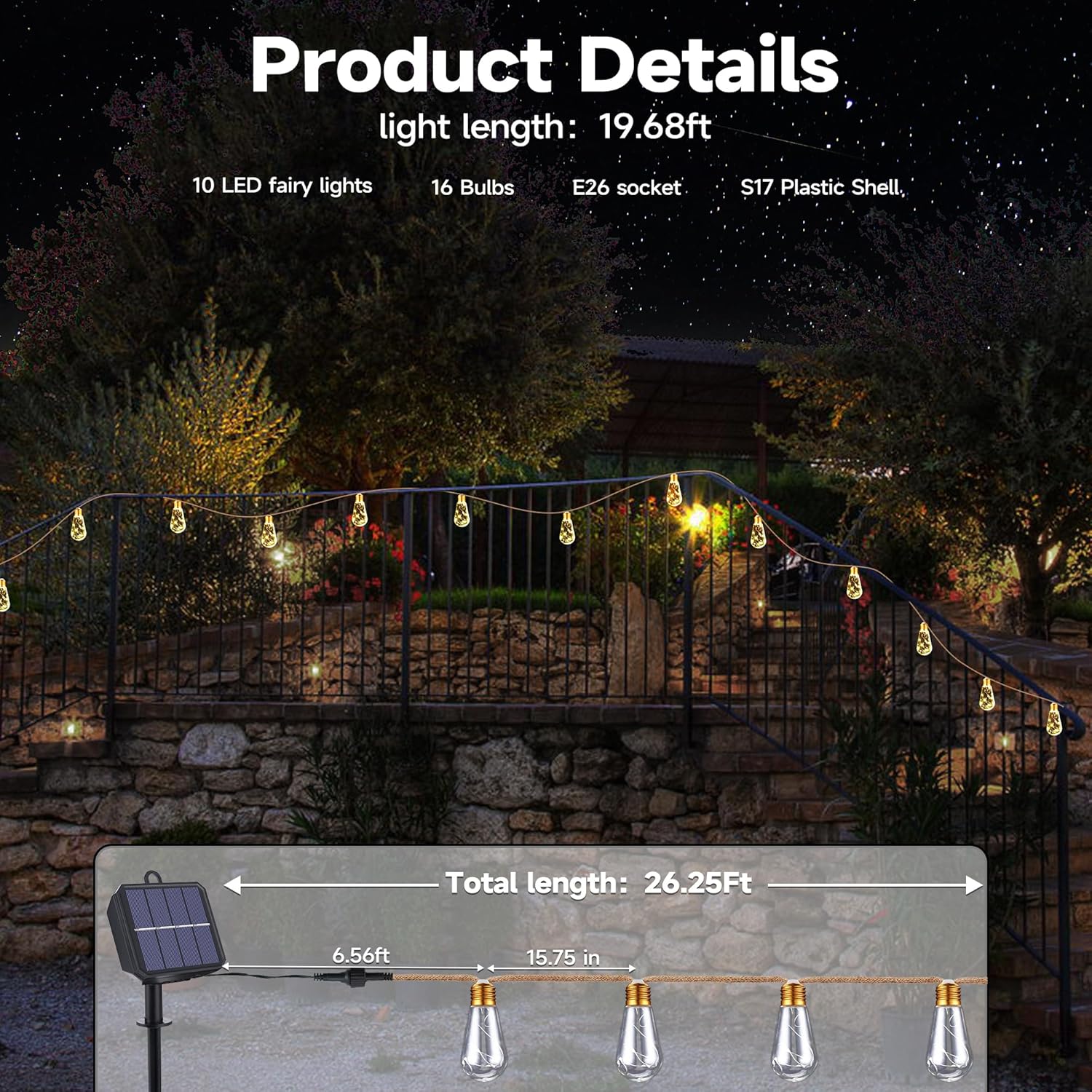 Solar Outdoor String Lights 20 - Outdoor Lighting Garden avis et prix