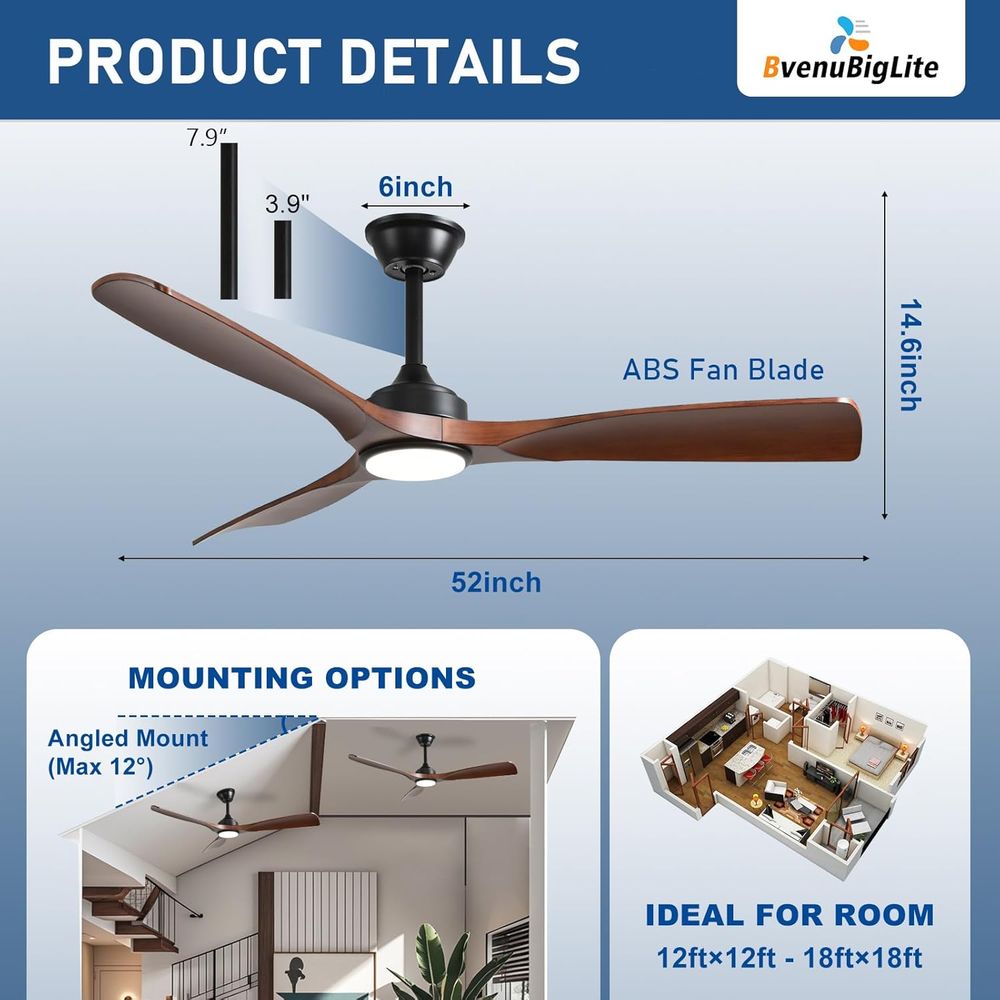 52 3-Blade Outdoor Ceiling Fan - Outdoor Lighting Remote Control avis et prix