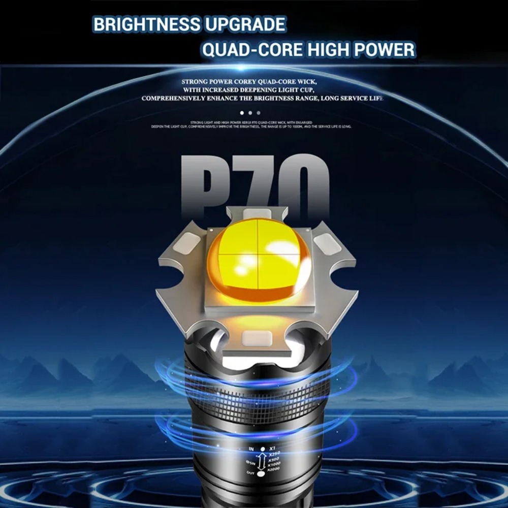 Powerful LED Flashlight USB Re - Outdoor Lighting Battery Powered avis et prix