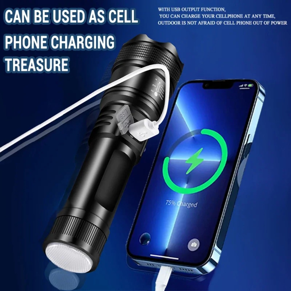 Powerful LED Flashlight USB Re - Outdoor Lighting Battery Powered avis et prix