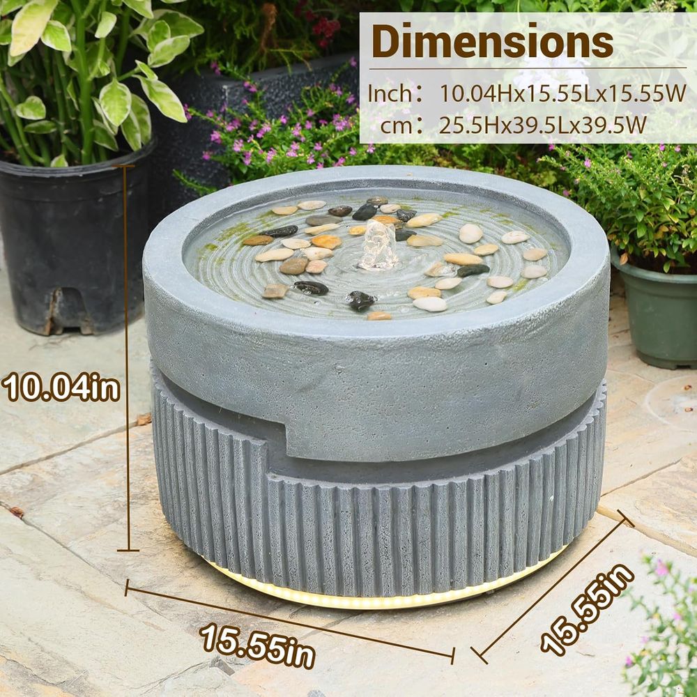 Gray Tiered Outdoor Water Foun - Outdoor Lighting Deck avis et prix