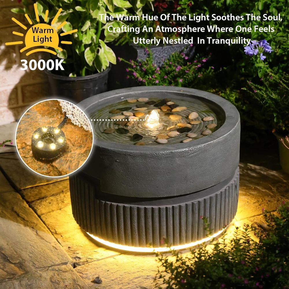 Gray Tiered Outdoor Water Foun - Outdoor Lighting Deck avis et prix