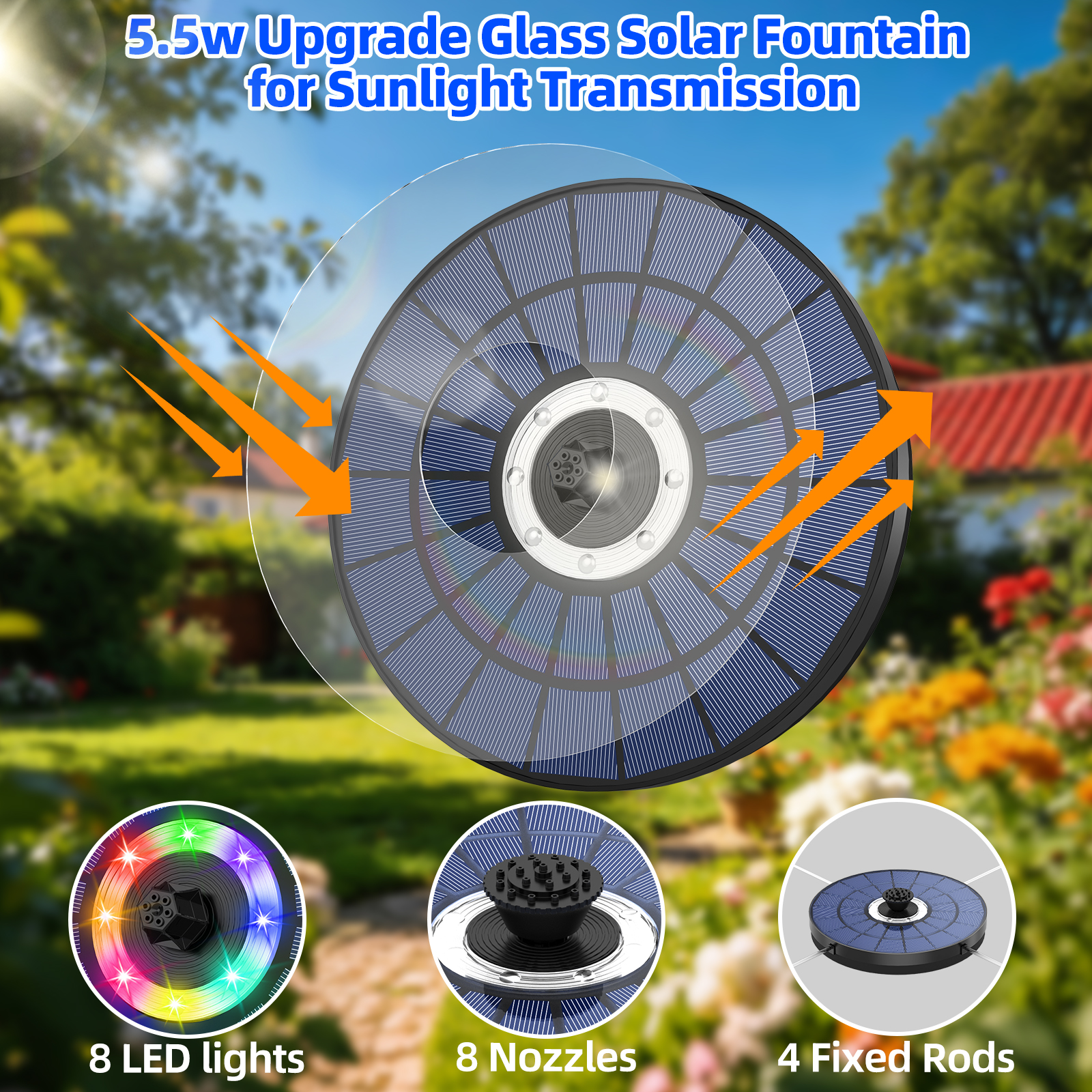 5.5W solar powered fountain wi - Outdoor Lighting Battery Powered avis et prix