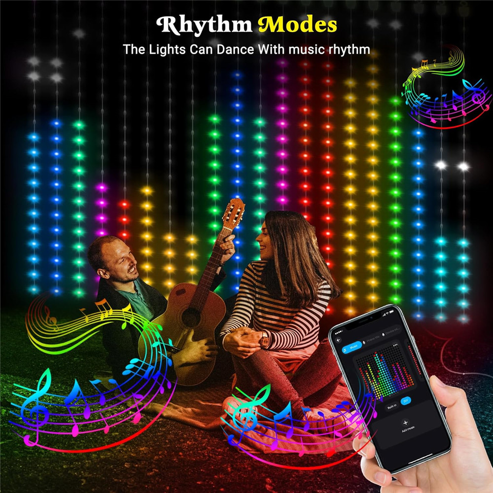 1/2PCS 400LED Curtain Lights L - Outdoor Lighting Remote Control avis et prix