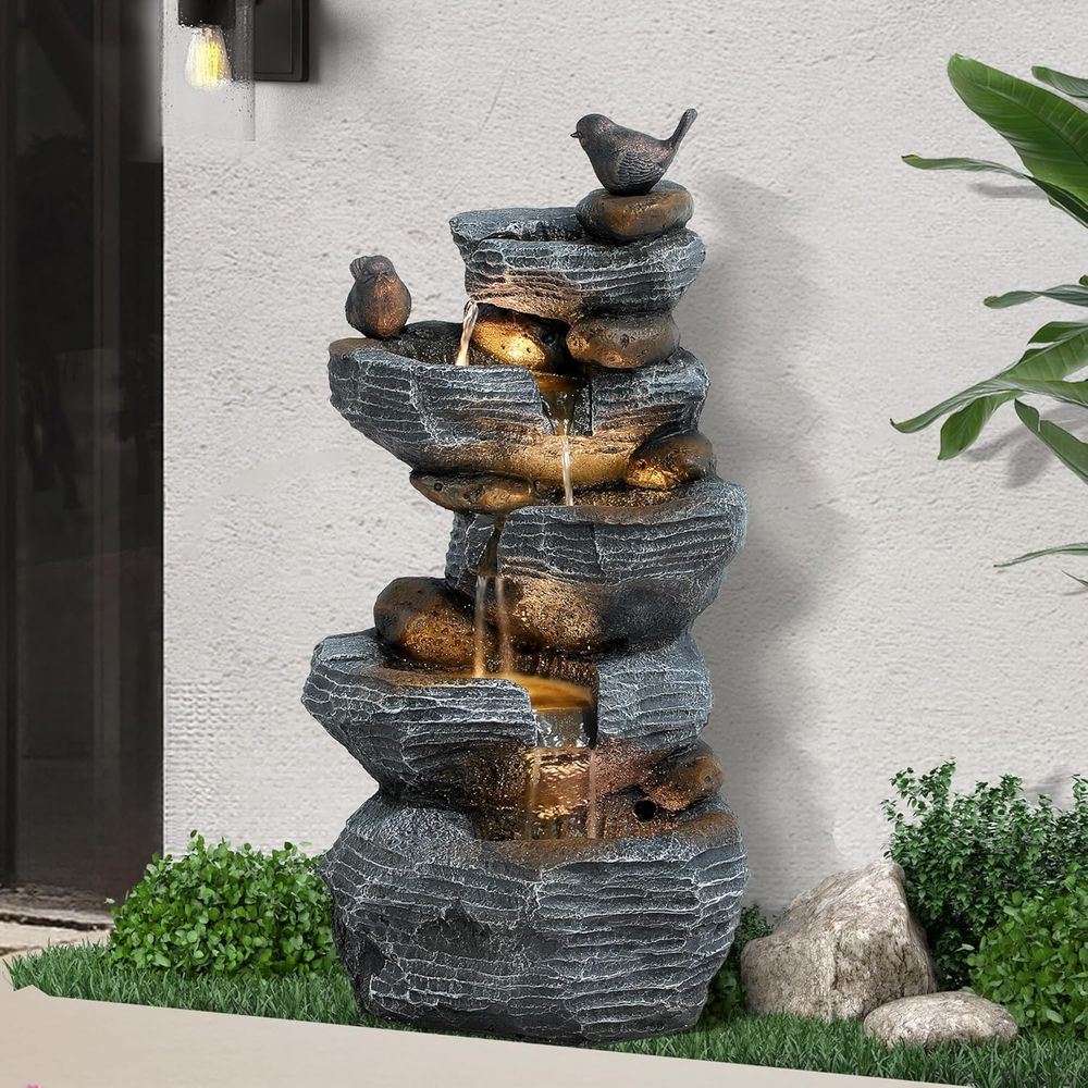 Multi-Tiered Rock Waterfall Fo - Outdoor Lighting Deck avis et prix