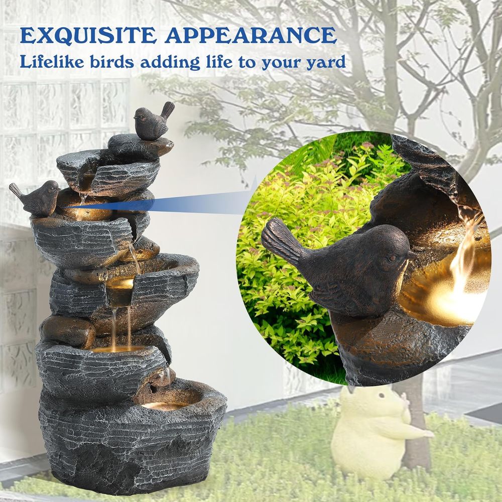 Multi-Tiered Rock Waterfall Fo - Outdoor Lighting Deck avis et prix