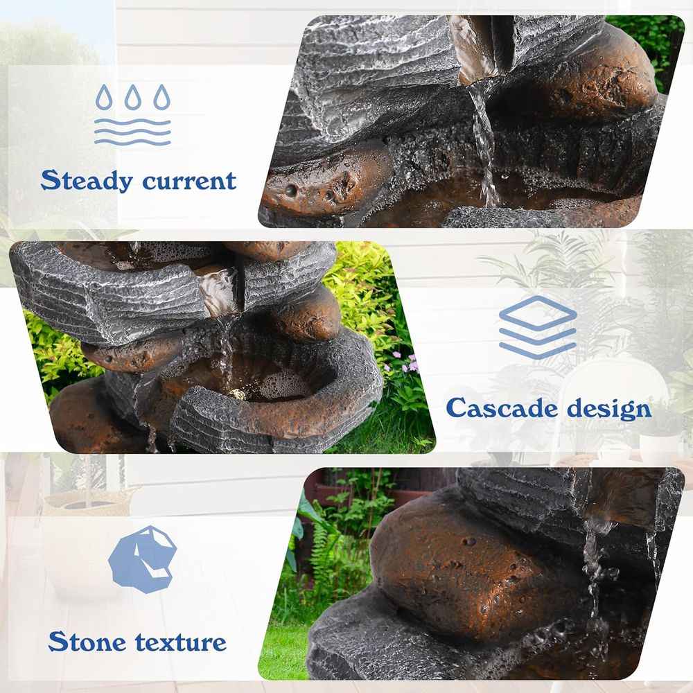 Multi-Tiered Rock Waterfall Fo - Outdoor Lighting Deck avis et prix
