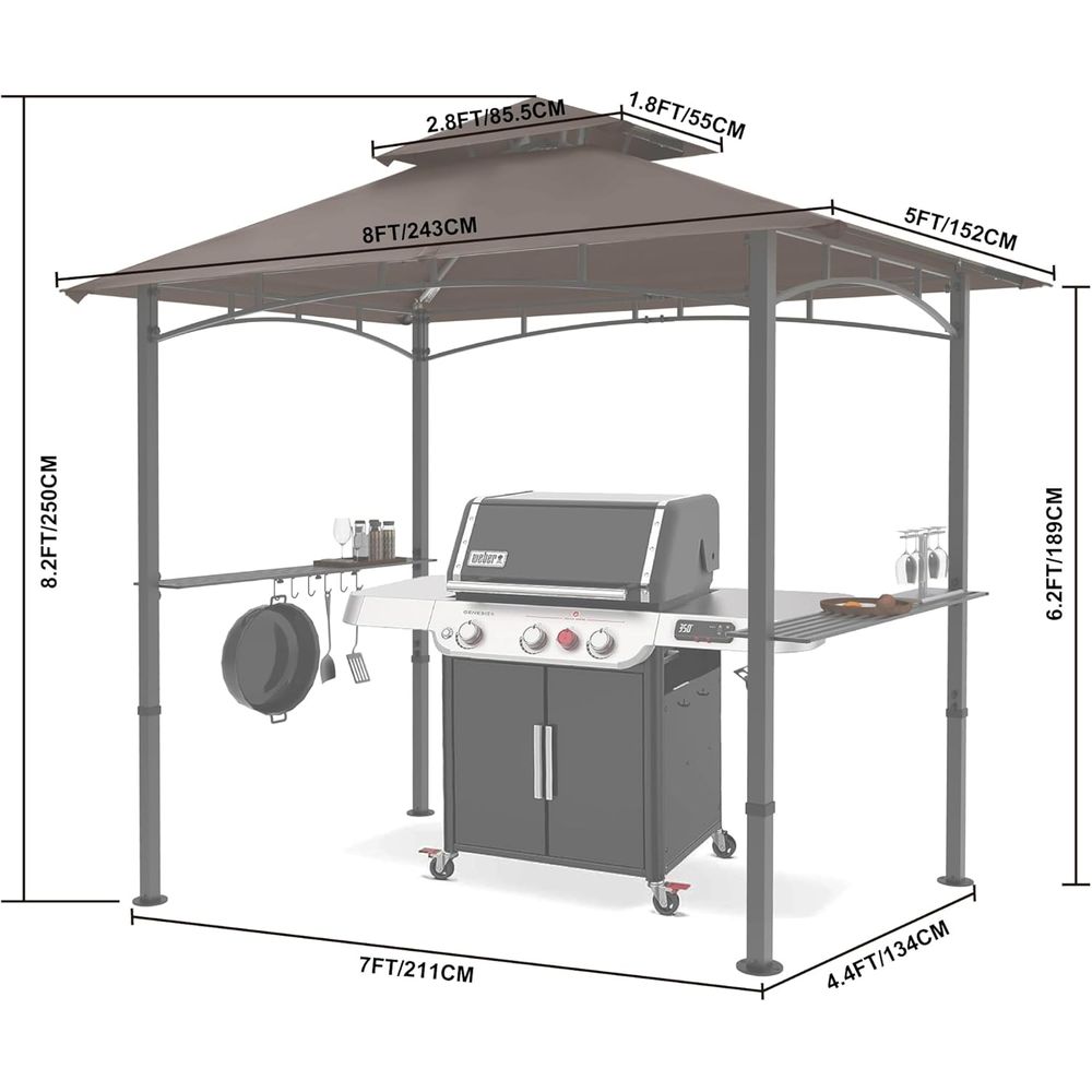 8ft x 5ft Outdoor BBQ Gazebo w - Outdoor Lighting For Gazebo avis et prix