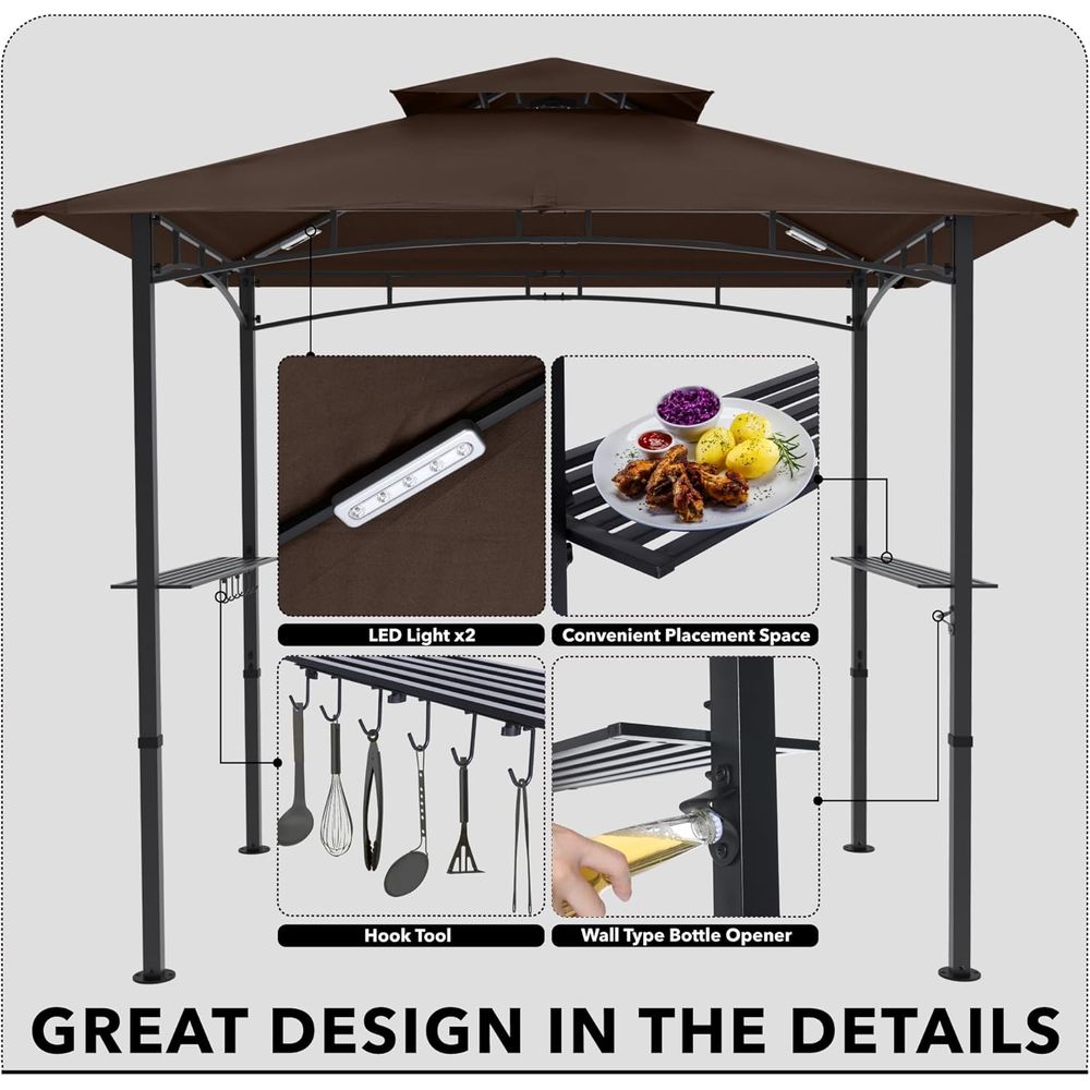 8ft x 5ft Outdoor BBQ Gazebo w - Outdoor Lighting For Gazebo avis et prix
