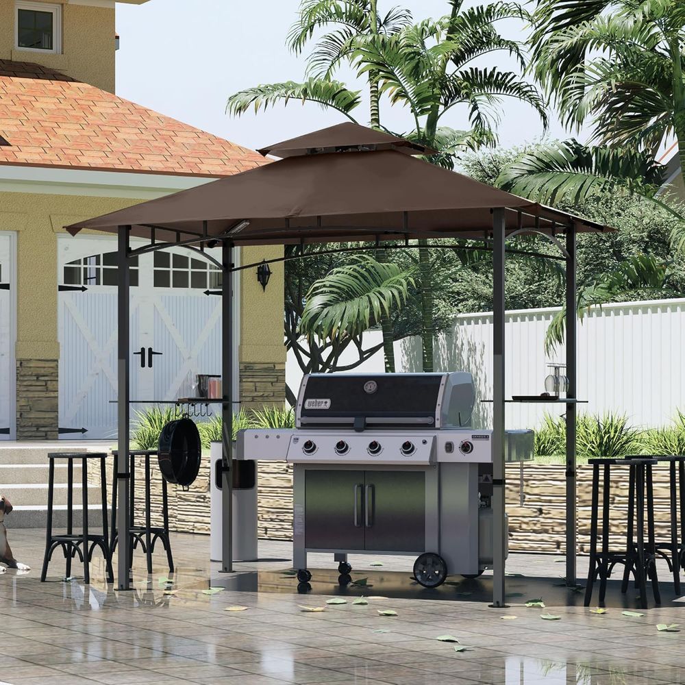 8ft x 5ft Outdoor BBQ Gazebo w - Outdoor Lighting For Gazebo avis et prix