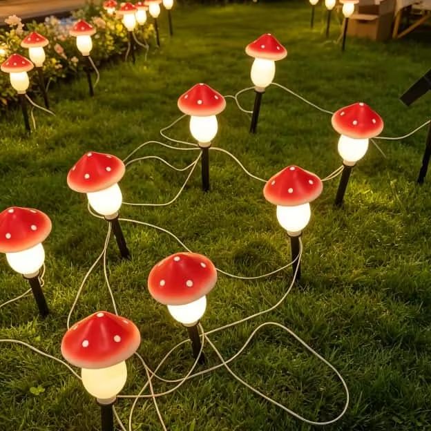 Solar Mushroom String Lights W - Outdoor Lighting Yard Stakes avis et prix