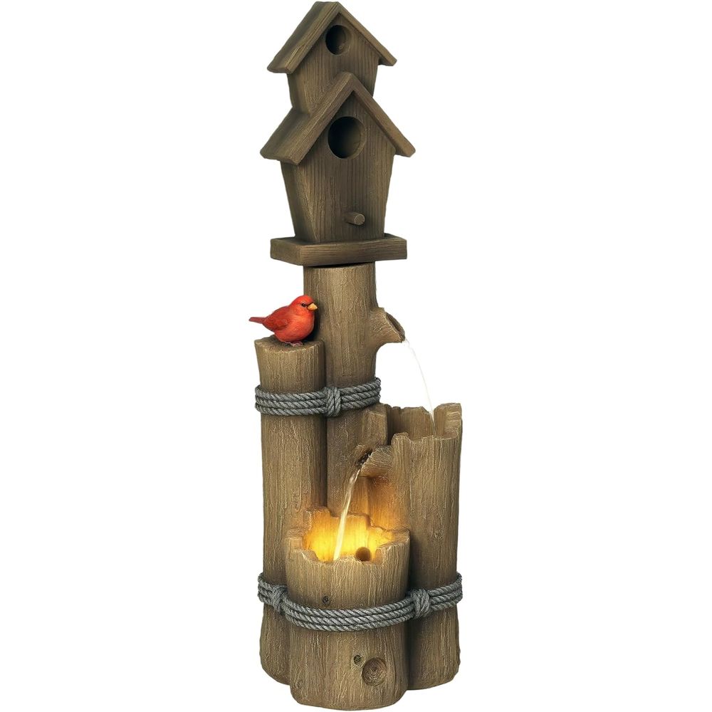 Brown 3-Tier Rustic Tree Trunk - Outdoor Lighting Deck avis et prix