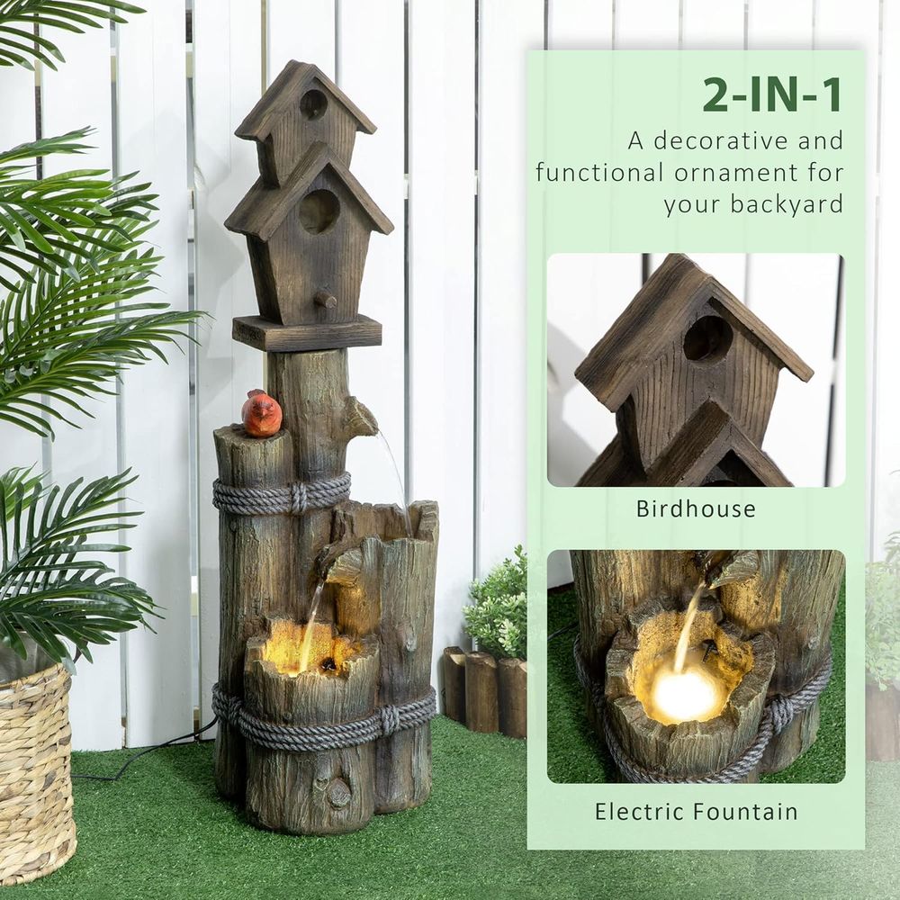 Brown 3-Tier Rustic Tree Trunk - Outdoor Lighting Deck avis et prix